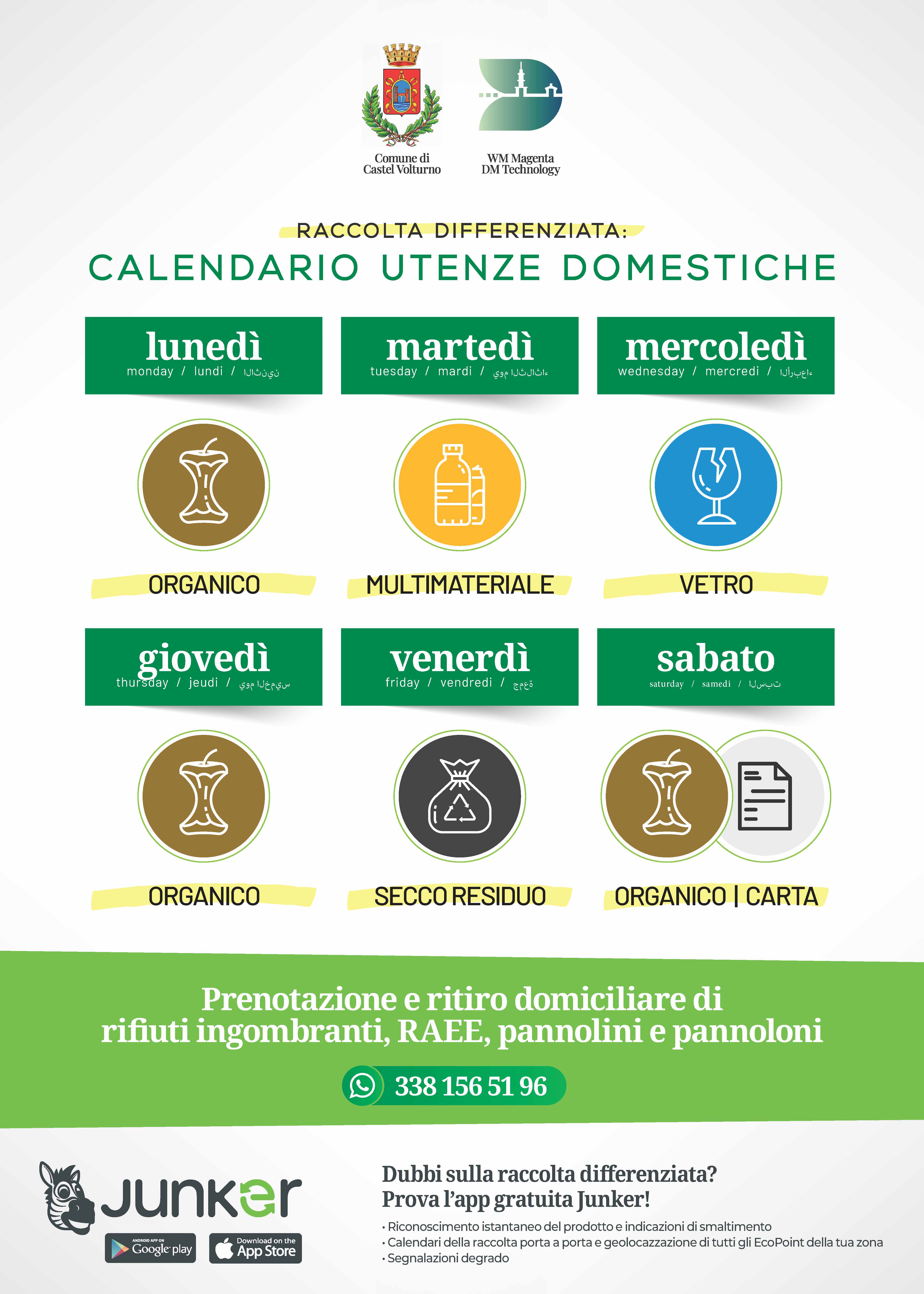 Calendario Raccolta Differenziata Utenze Domestiche