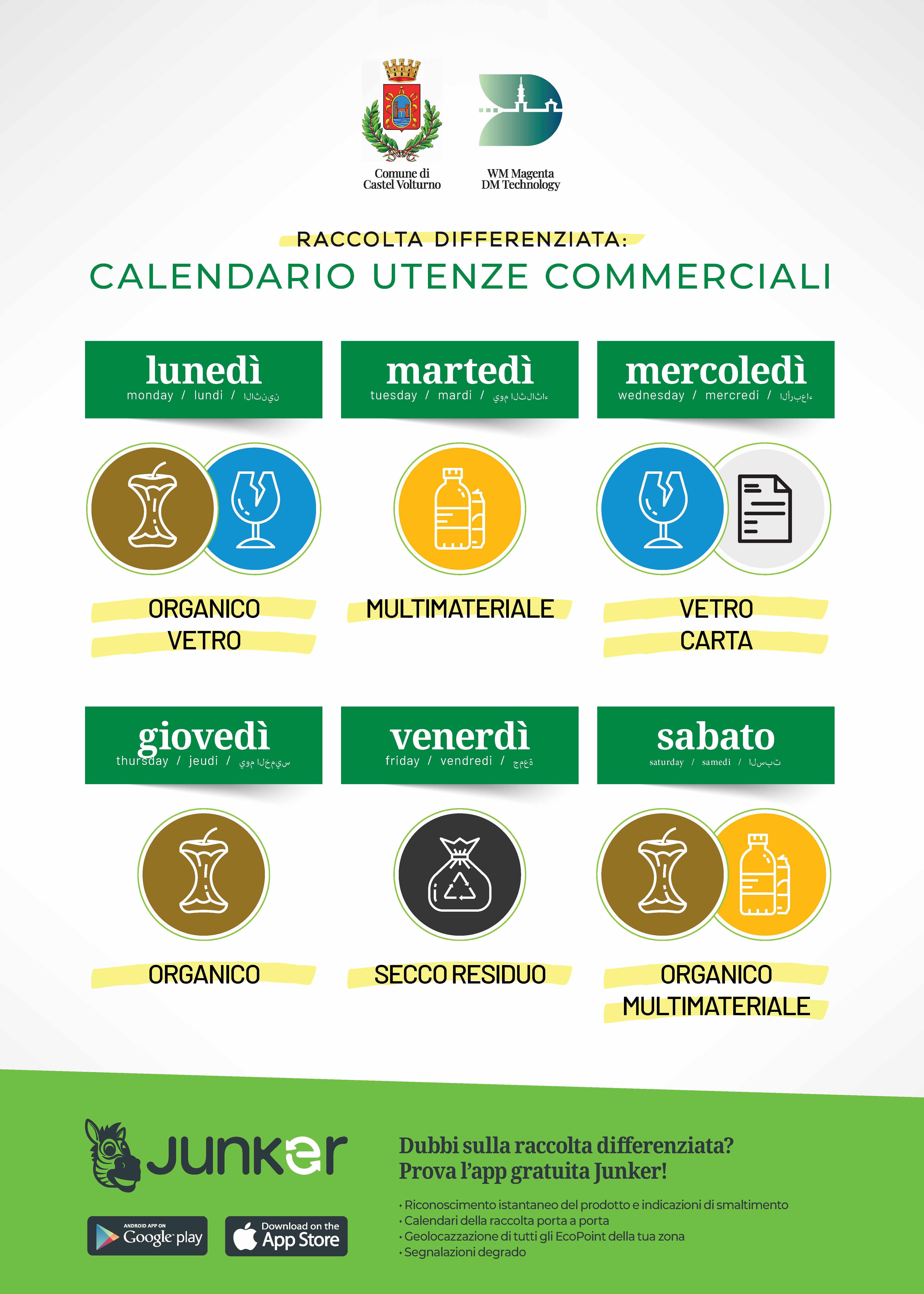 Calendario Raccolta Differenziata Utenze NON Domestiche